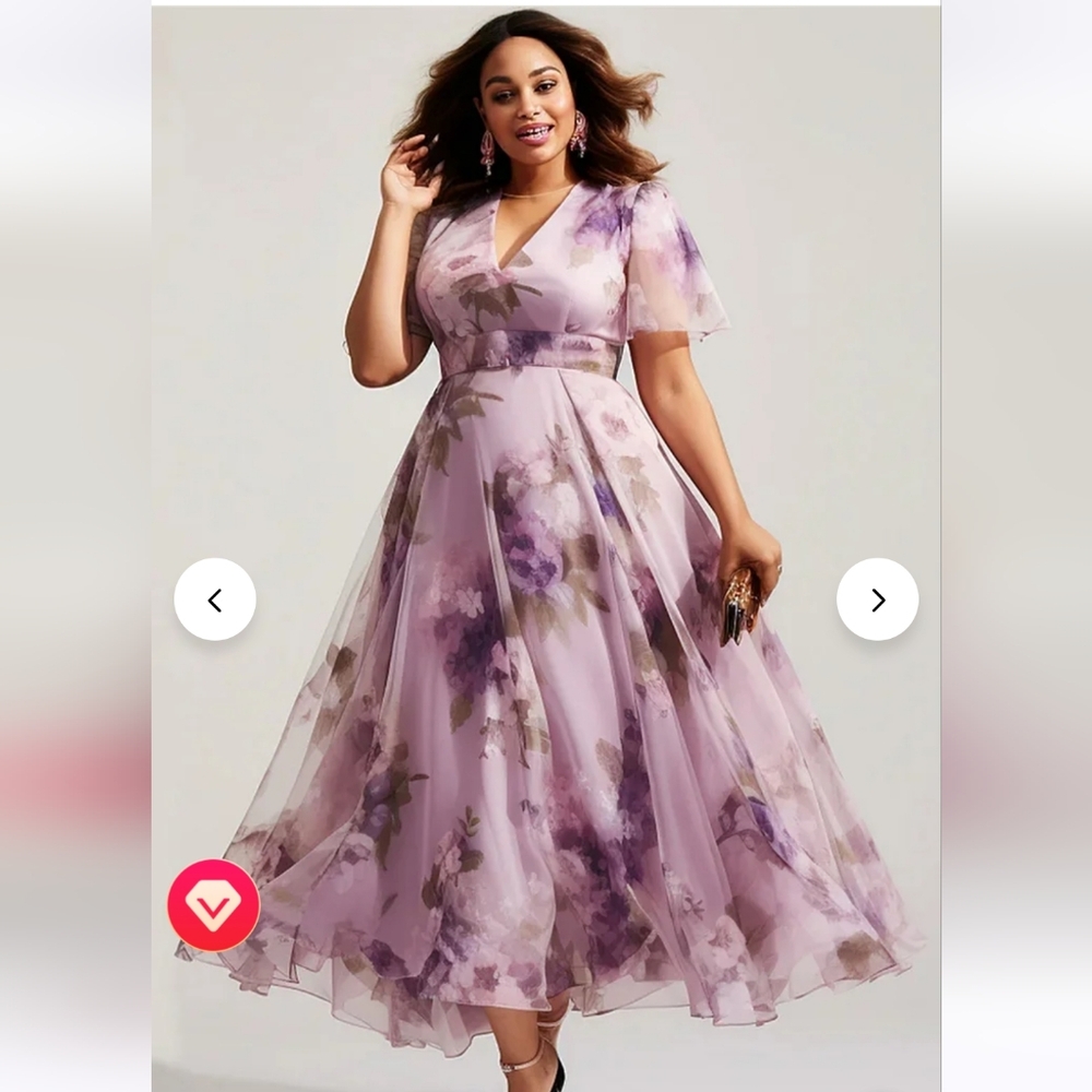 FlyCurvy Plus Size lilac purple dress 3X